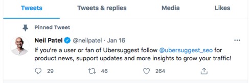 Neil Patel - pinned Tweet