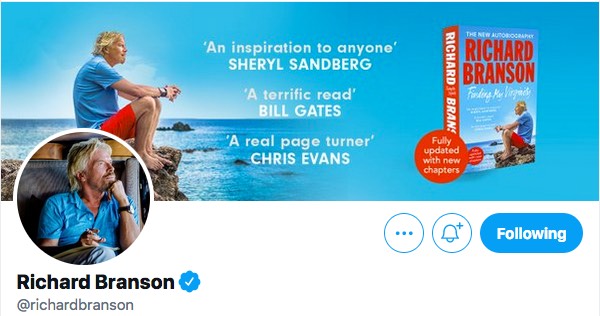 Twitter—Richard Branson’s profile