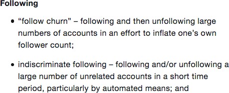 Twitters follow-unfollow policy