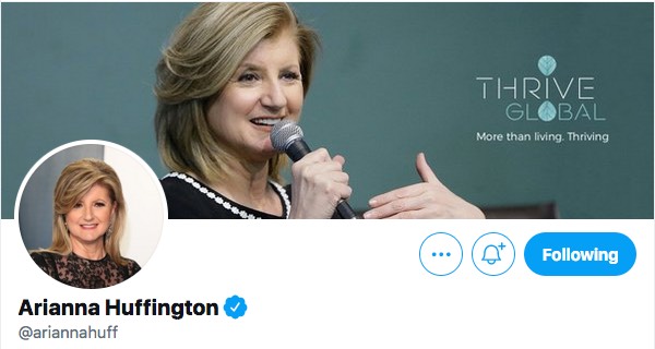 Twitter—Arianna Huffington’s profile