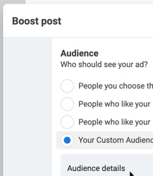 Target a custom audience with a paid ad to increase Facebook reach