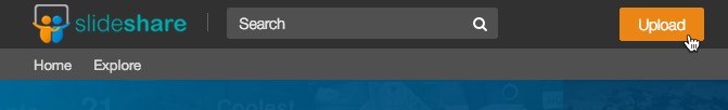 Click the Upload button in SlideShare