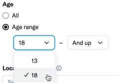 Set the age range of people you want your ads to be shown to