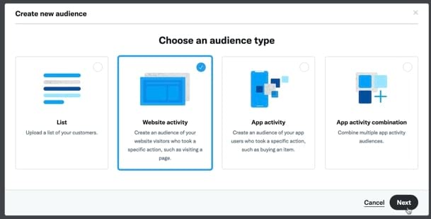 Choose an audience type for your custom audience