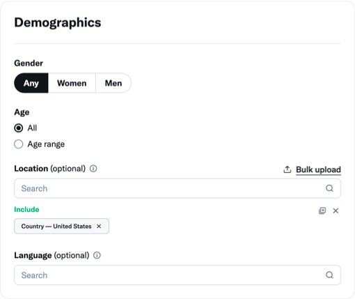 Set up demographic targeting for your Twitter ads campaign