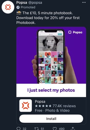 Example of Twitter’s App Card