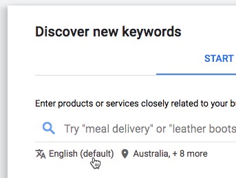 Keyword Planner—you can also adjust the language used to bring back your keyword results