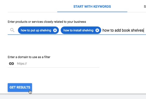 Doing keyword research for SEO in the Keyword Planner