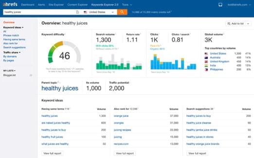 Ahrefs provides in-depth information about individual keywords
