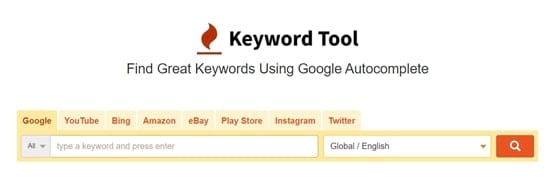 Use KeywordTool.io to find keyword suggestions