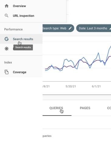 Click on Search results to see which keywords visitors are using to find your website