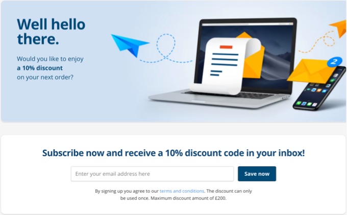 Offer a discount in exchange for the visitor’s email address as a lead magnet