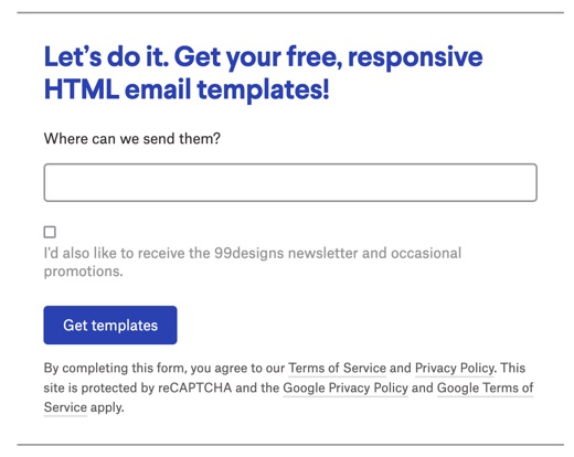 Templates make a great lead magnet, like in this example from 99designs