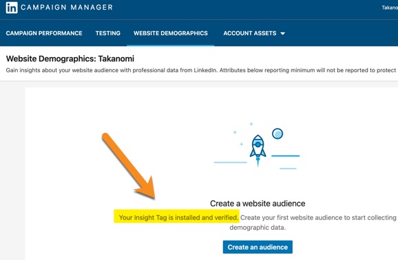 Check the Linkedin Insight Tag via the Website Demographics page in LinkedIn