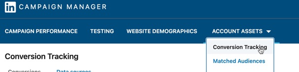 Click Account Assets &gt; Conversion Tracking