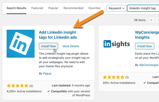 Install the LinkedIn Insight Tag on Wordpress via the plugin from Pagup