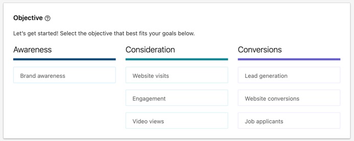 Choose an objective for your LinkedIn ads campaign