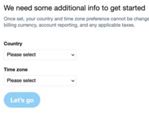 Select country and time zone