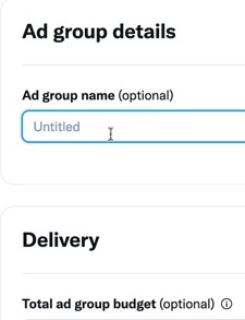 Set details of the individual ad group in your Twitter campaign