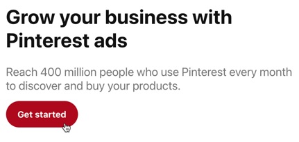 Click to create a paid social ad on Pinterest
