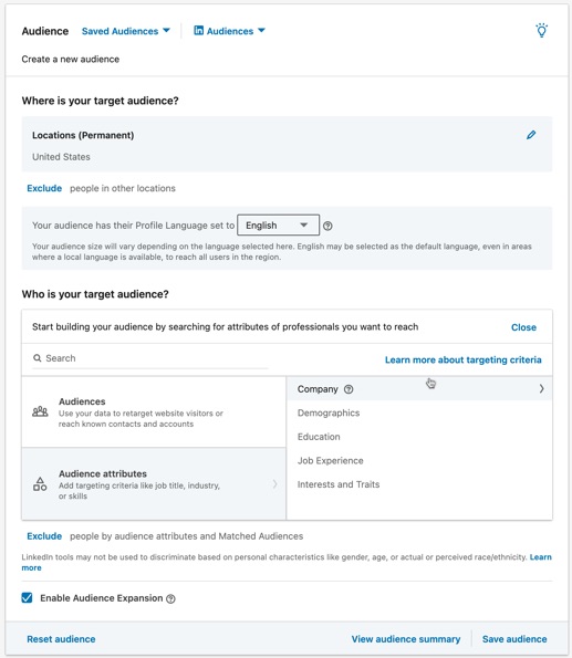 Build an audience for your paid social ads on LinkedIn