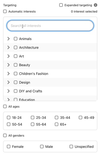 Target your ad on Pinterest