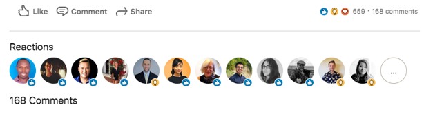 linkedin article reactions