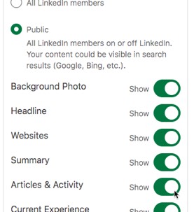 Edit the visibility of your LinkedIn profile