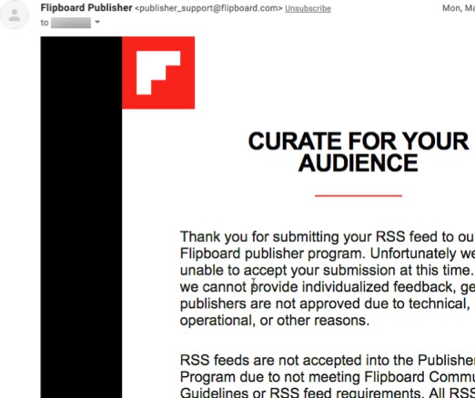 Flipboard nu este acceptat e-mail