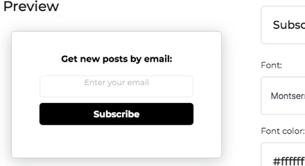 Email subscription form from follow.it