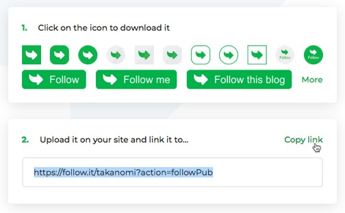 conectați o pictogramă de pe site-ul dvs. la follow.it