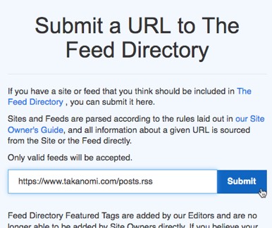 Submit your feed to the RSS submission site