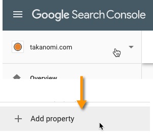 Click top left to add a new site to Google Search Console