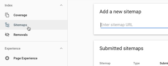 Set up Google Search Console by adding a new sitemap
