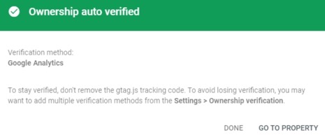 Verify your ownership of the website to continue setting up Google Search Console