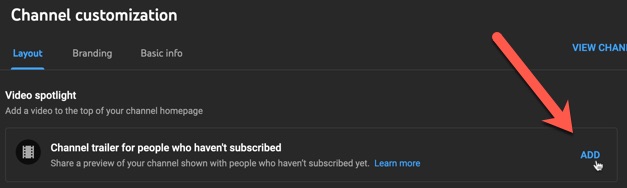 Add a channel trailer for your business’s YouTube Channel via YouTube Studio