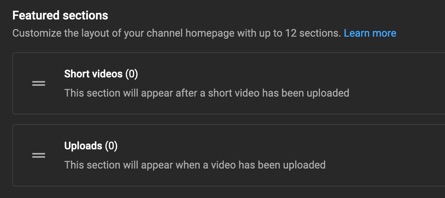 Customize the Featured sections for your channel