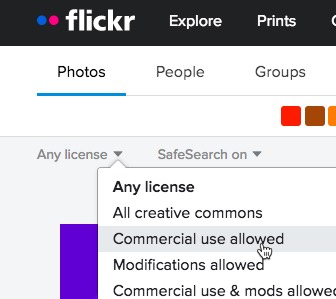 Flickr pick the license you need