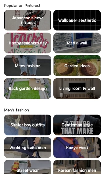 Topics on Pinterest are diverse
