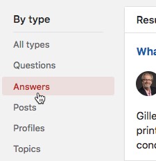 Filter answers by keyword