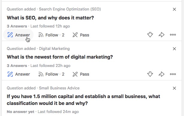 Pick a question to answer quora