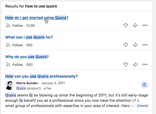 Quora questions