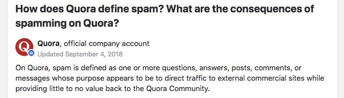 Quora spam policy