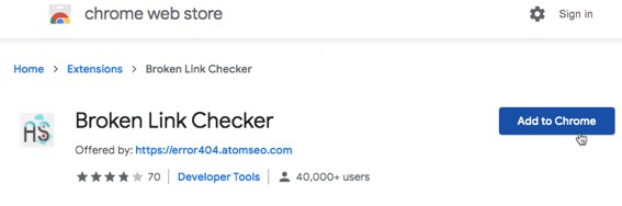 AtomSEO Broken Link Checker extension for Chrome