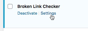 Broken Link Checker settings